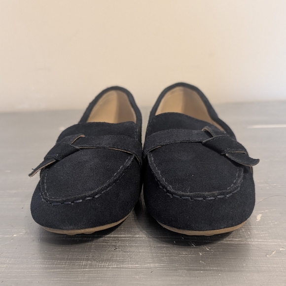 Lands End Navy Blue Suede Leather Slip On Loafer with Knot Accent Size 7 B US - Picture 5 of 15